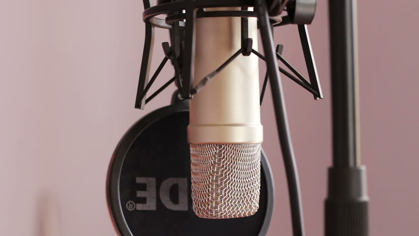 The studio microphone is covered with a cover after use Royalty-Free Stock Footage #31752508