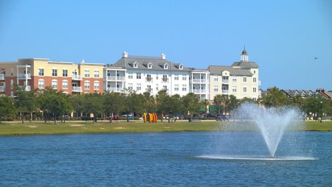 Modern Generic Myrtle Beach SC Neighborhood with Apartment Buildings in a Park Setting on a Vibrant Sunny Day at the South Carolina Vacation Destination City