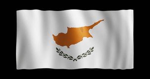 Flag of Cyprus; conformed to long ratio (2:1); gentle, stylized, non-realistic, unhinged waving; seamless loop animation with alpha channel; nice textile pattern visible in 4k