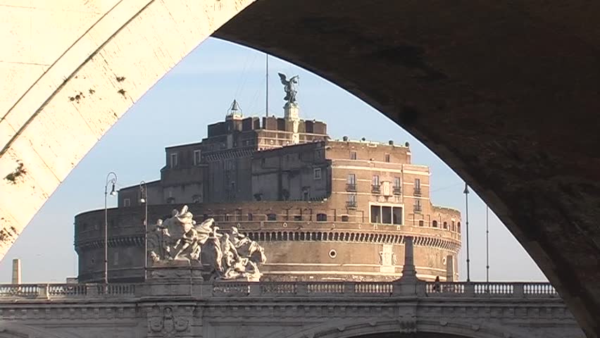 Bridge and Saint Angel castel in Rome 