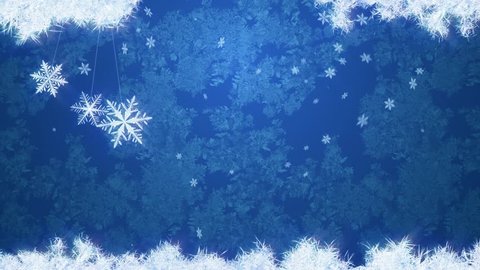 Abstract winter snowfall frosted window background loop