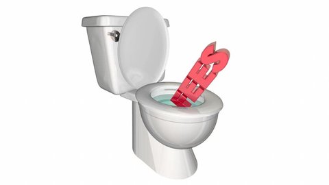 Fees Flushing Down Toilet No Costs 3d Animation