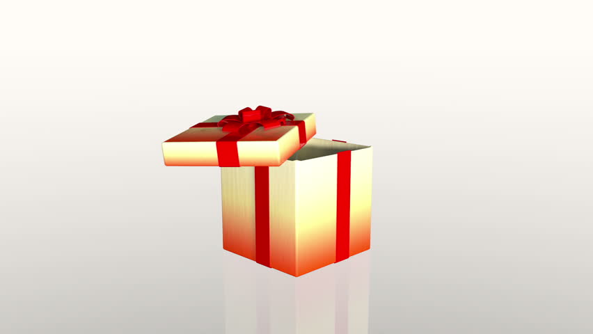 Gift box opening lid to present a virtual product, against white