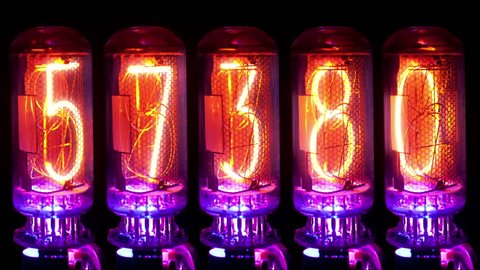 a numerical counter and number sequence filmed with an old nixie tube clock
