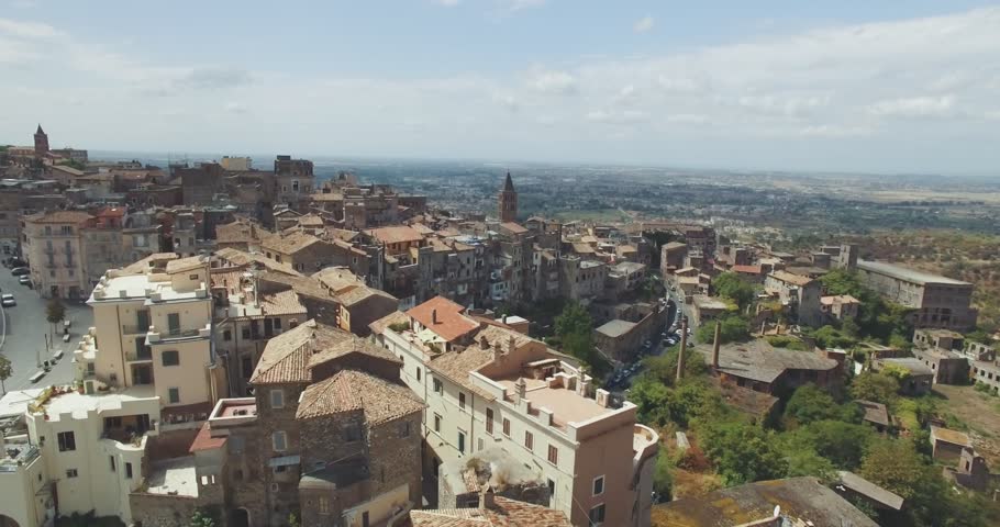 Aerial Sunny View of Italian Hills, Tivoli, Lazio