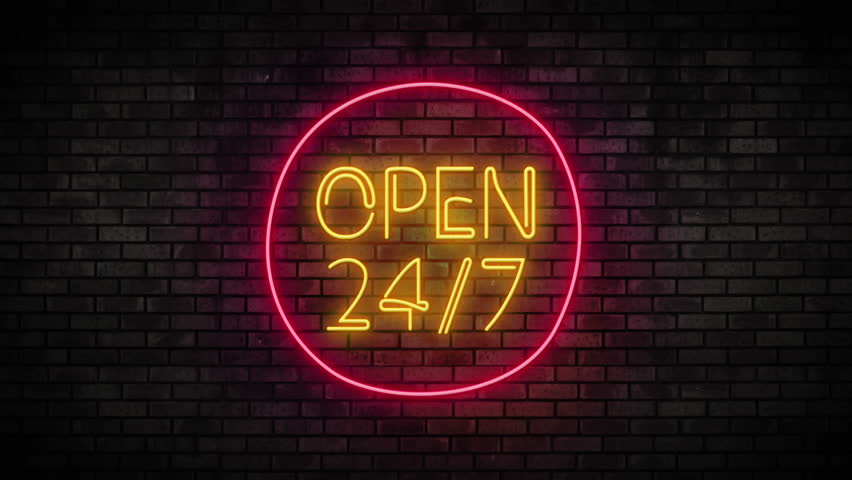 Open 247 Hours Neon Light Stock Footage Video (100% Royalty-free) 31787269  | Shutterstock