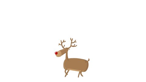 Cartoon Cute Vector Deer walking with Alpha Matte Transparent background wishing you A Very Merry Christmas and Happy New Year for use in winter snowy greeting card Animation 4K