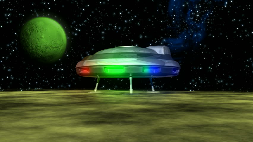 Alien with UFO HD1080 3D animation