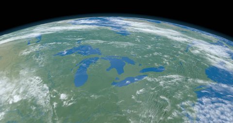 Great lakes, in America continent, in planet Earth, aerial view from outer space