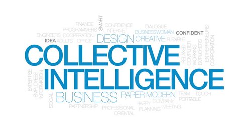 Collective intelligence animated word cloud, text design animation. Kinetic typography.