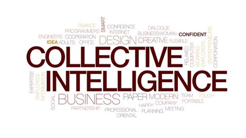 Collective intelligence animated word cloud, text design animation. Kinetic typography.