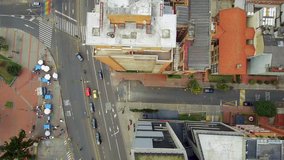 Aerial shot of buildings and streets in Bogota, Colombia