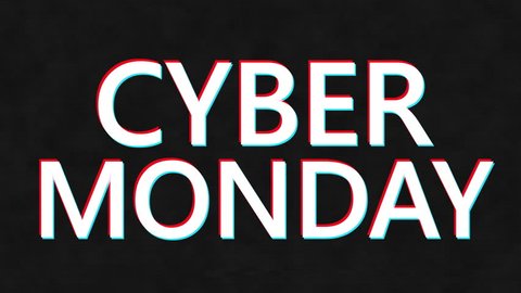 Cyber Monday. Cyber Monday sale promotion video glitch effect footage