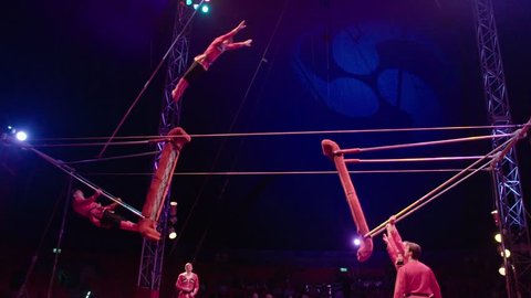 BRISTOL - October 4: Acrobats Performance at Moscow State Circus Show on October 4 2017 in Bristol, England.