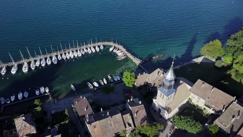 Aerial view of Yvoire, France. It