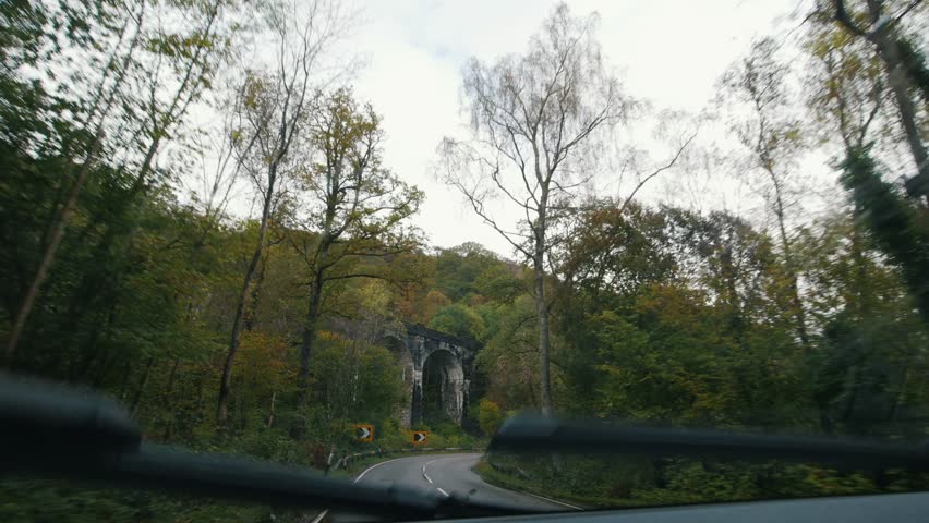 Old railway aqueduct in Scottish highland - highway in Scotland