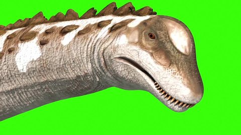 Dinosaur Titanosaur Walks Face Green Screen 3D Rendering Animation Jurassic World