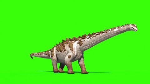 Dinosaur Titanosaur Walks Side Green Screen 3D Rendering Animation Jurassic World