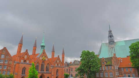 Facade of Lubeck Dom cathedral church, Germany