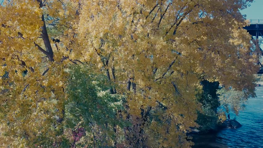 Autumn on the Mississippi - Minneapolis - Aerial Footage