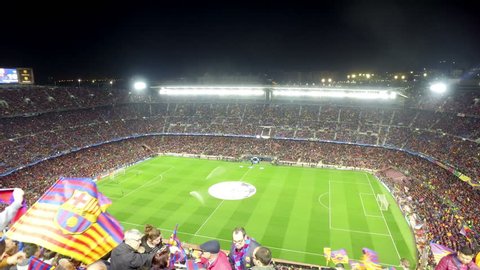 BARCELONA, SPAIN - circa MAR, 2017: A general view of the Camp Nou Stadium in the football match between Futbol Club Barcelona and PSG