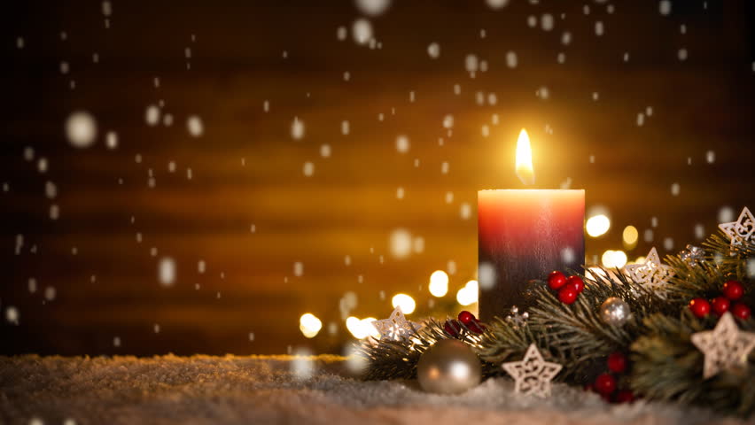 Burning Candle, Christmas Decoration and Stock Footage Video (100%