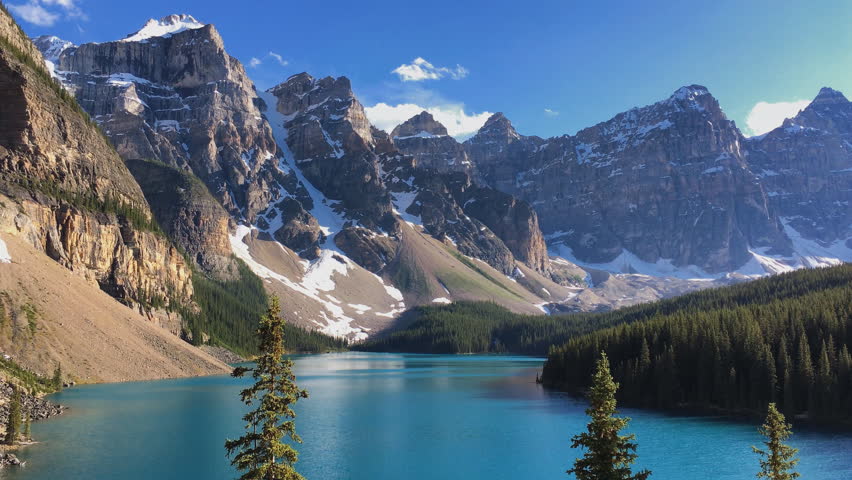 Moraine Lake in Rocky Mountains, Banff National Park, Canada. Royalty-Free Stock Footage #31886044