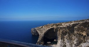 Beautiful View at Blue Lagoon Sea and Coastline in Malta  - 4k Video