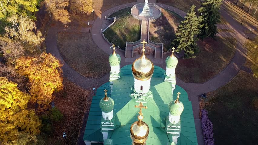 Aerial views on battle of Poltava place in Ukraine. Battle of Poltava, (8 July 1709), the victory of Peter I the Great of Russia over Charles XII of Sweden in the Great Northern War. 