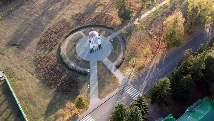 Aerial views on battle of Poltava place in Ukraine. Battle of Poltava, (8 July 1709), the victory of Peter I the Great of Russia over Charles XII of Sweden in the Great Northern War. 