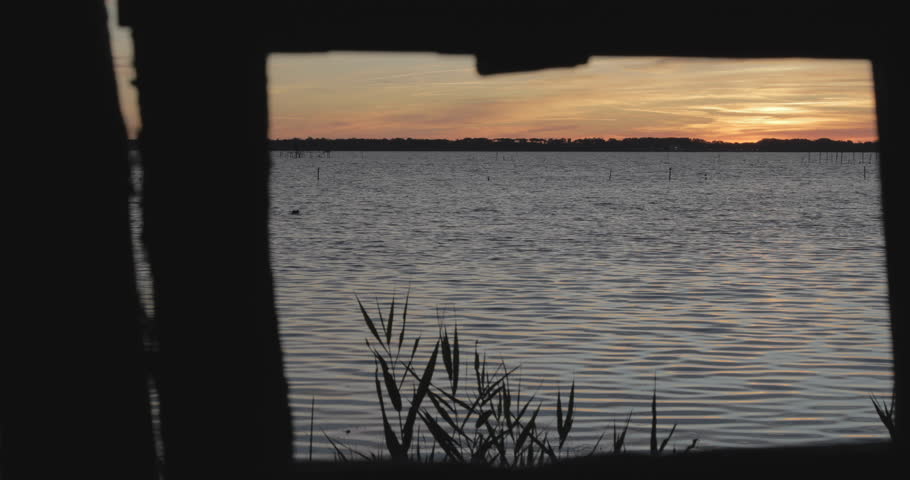 Lake at orange sunset