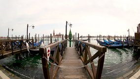 Venice with gondolas taken with fisheye lens