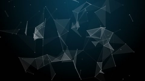 Graphical geometric background molecule and connection, white cybernetic points, stars, lines. Beautiful plexus. Abstract creative composition, gray wallpaper, space. Loop animation.