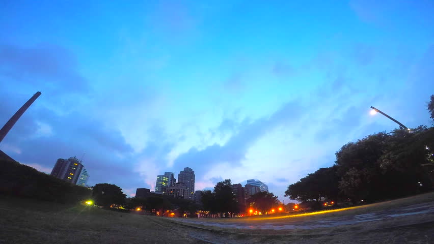 Cloudy time-lapse twilight in the park, Taipei, Taiwan