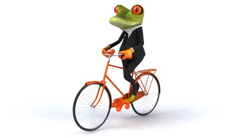 Fun frog on bike Stock Video