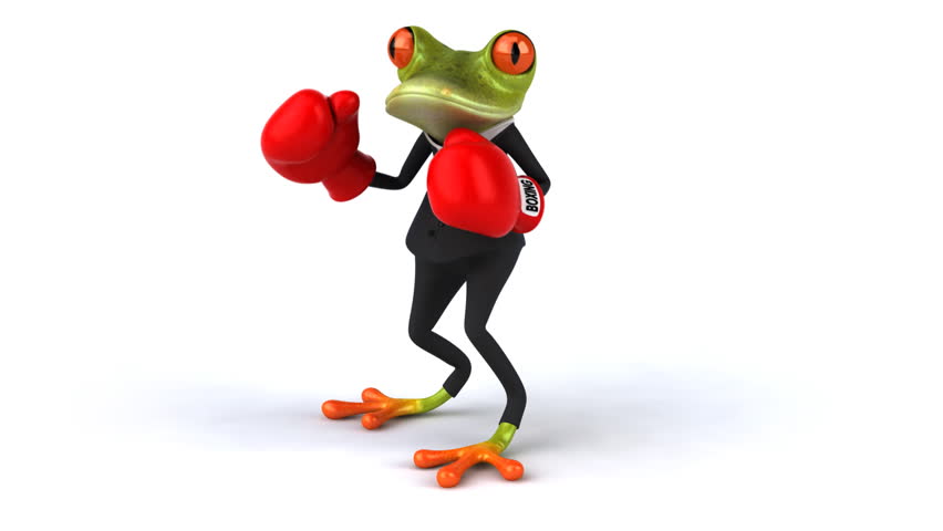 Fun Frog with Suit Boxing Stock Footage Video (100% Royalty-free