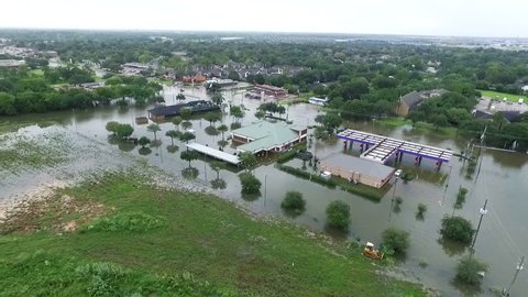 LEAGUE CITY, TEXAS - AUGUST 27th 2017 Flooded car near i45 outside of Houston Texas during Hurricane Harvey 