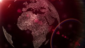 futuristic technology video animation with rotating globe and lights, loop HD 1080p