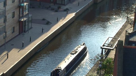 MANCHESTER, ENGLAND - CIRCA 2011: Canal boat on the Ashton Canal through Manchester.