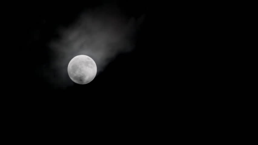 Clouds across full moon 1