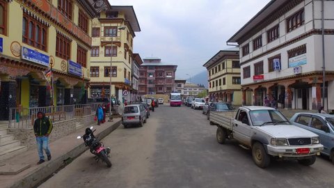 THIMPHU/BHUTAN/MARCH 19 2016: Streets in Thimphu, Bhutan.