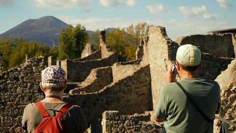POMPEII, ITALY - SEP 22, 2017. Ruins of Pompeii in Pompei,Travel Italy Europe. Ruins Of Ancient City Pompeii. UNESCO World Heritage - Popular Tourist Attractions In Italy. Volcano Vesuvius. Editorial.