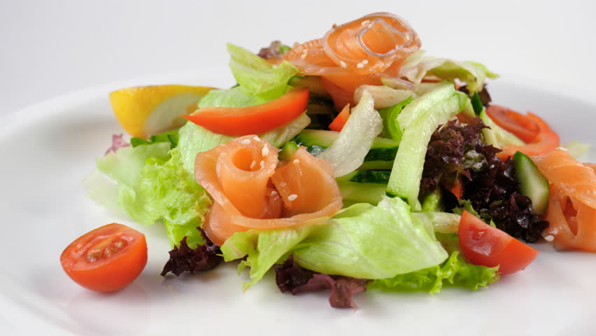 Smoked Salmon Salad Served With Stock Footage Video 100 Royalty Free Shutterstock