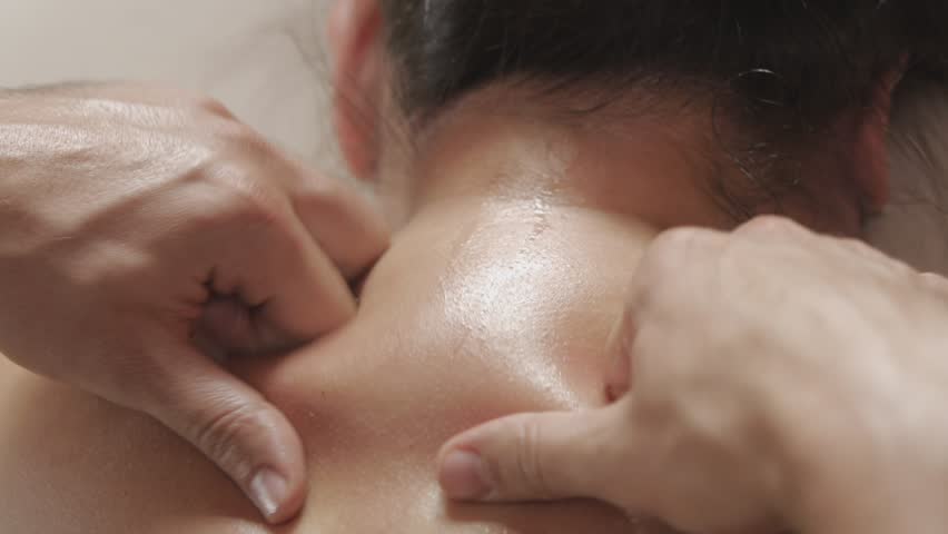 Neck circular massage Royalty-Free Stock Footage #31944922