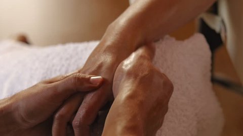 Hand massage, warm orange look grade