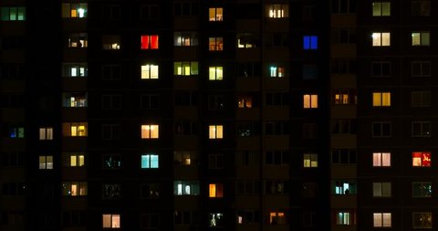 Flat Night Panorama Multicolor Light Windows Stock Photo 1524986711 ...