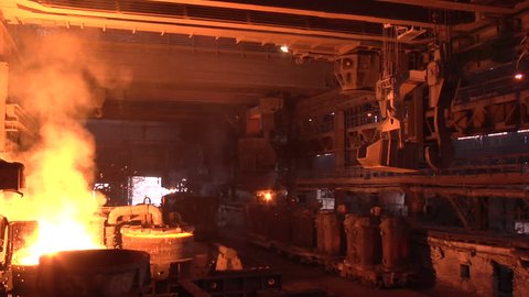 Mining and metal forging in Ukraine. Large Steel Works. Rolled metal factory.