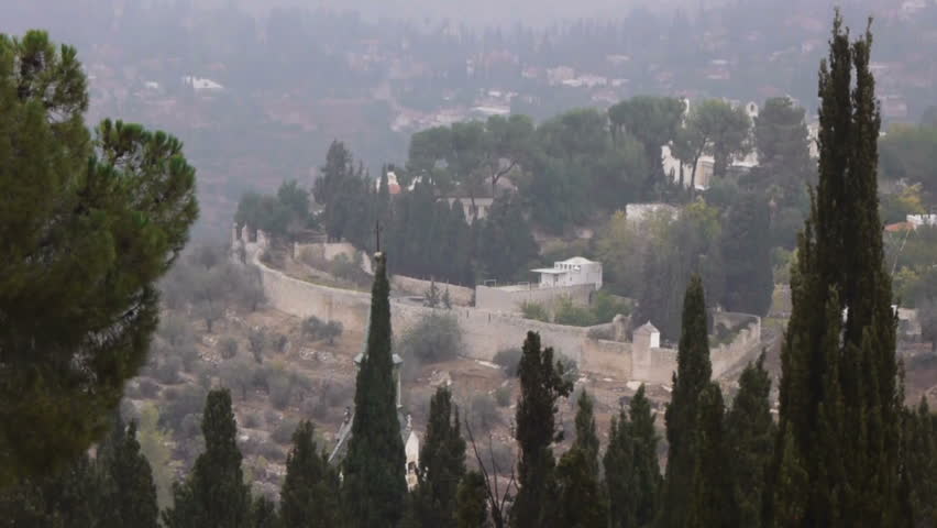Time lapse panoramic view to Jerusalem from Ein Kerem disctrict