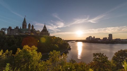 Stunning Parliament of Canada and Ottawa River Sunset Time