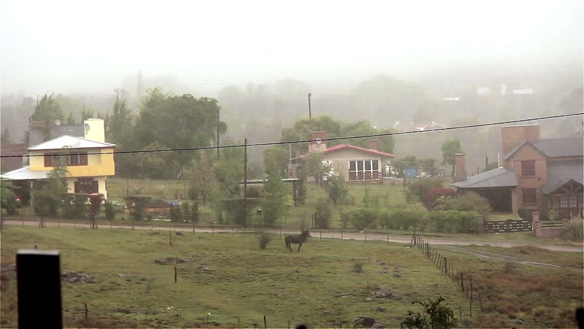 Rustic Rainy Day with Horse and Hillside Homes, Cordoba, Argentina